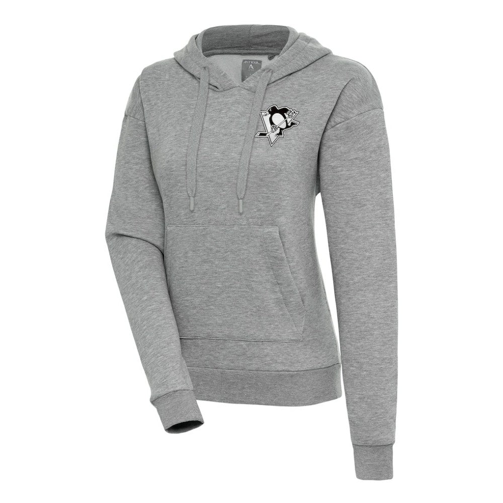 Pittsburgh Penguins Antigua Women's Metallic Logo Victory Pullover Hoodie