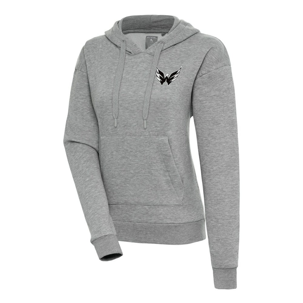 Washington Capitals Antigua Women's Metallic Logo Victory Pullover Hoodie
