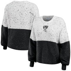 Brooklyn Nets WEAR by Erin Andrews Women's Color-Block Pullover Sweater - White/Black sale