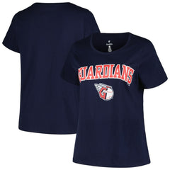 Cleveland Guardians Profile Women's Plus Size Arch Logo T-Shirt - Navy