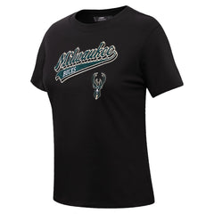 Milwaukee Bucks Pro Standard Women's Script Boyfriend T-Shirt - Black shop