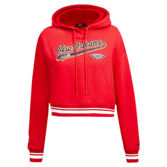 New Orleans Pelicans Pro Standard Women's Script Tail Cropped Pullover Hoodie - Red shop