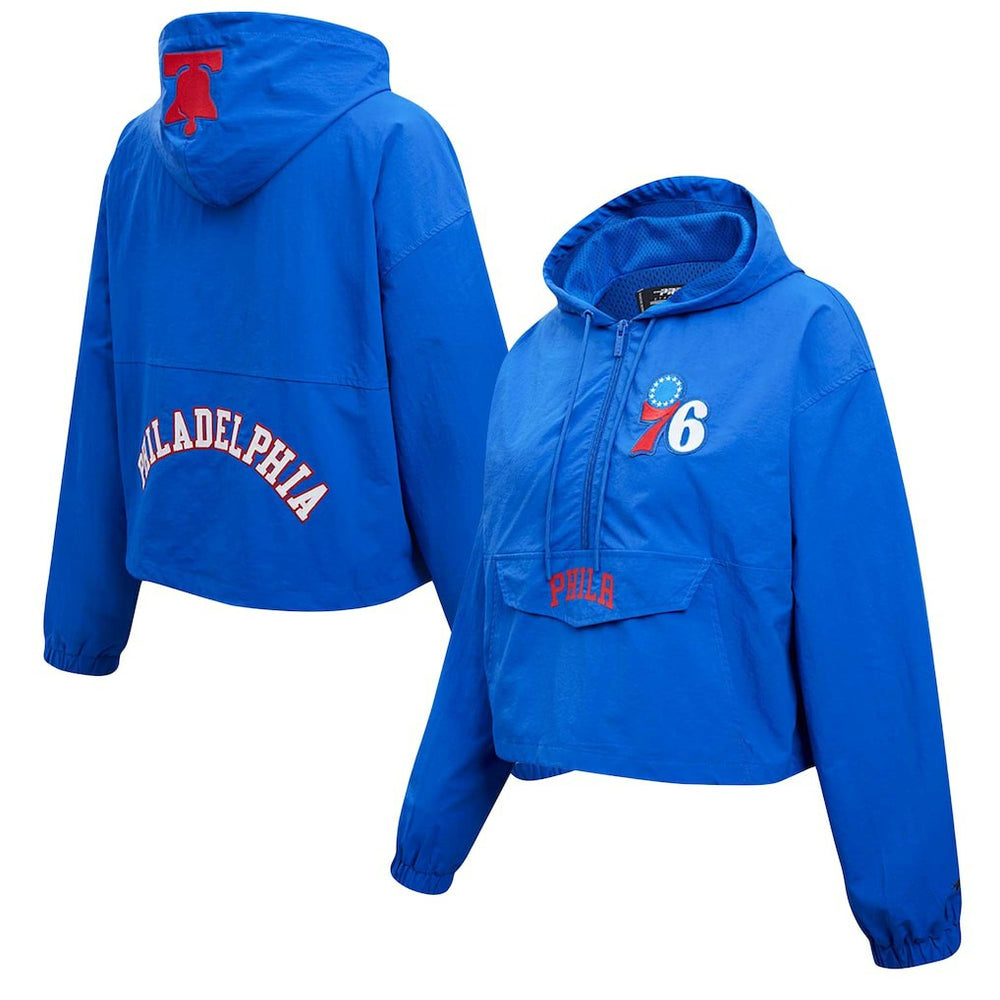 Philadelphia 76ers Pro Standard Classic Wind Woven Cropped Half-Zip Jacket - Royal shop