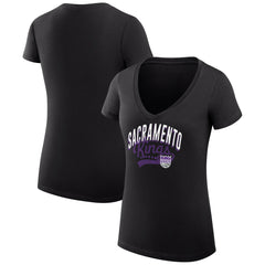 Sacramento Kings G-III 4Her by Carl Banks Women's Super-Slim Fit Lightweight Filigree Logo V-Neck T-Shirt - Black shop