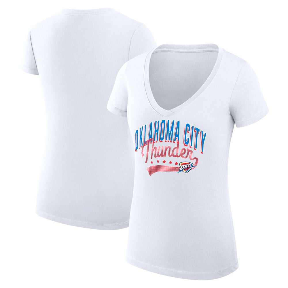 Oklahoma City Thunder G-III 4Her by Carl Banks Women's Super-Slim Fit Lightweight Filigree Logo V-Neck T-Shirt - White sale