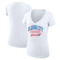 Oklahoma City Thunder G-III 4Her by Carl Banks Women's Super-Slim Fit Lightweight Filigree Logo V-Neck T-Shirt - White sale