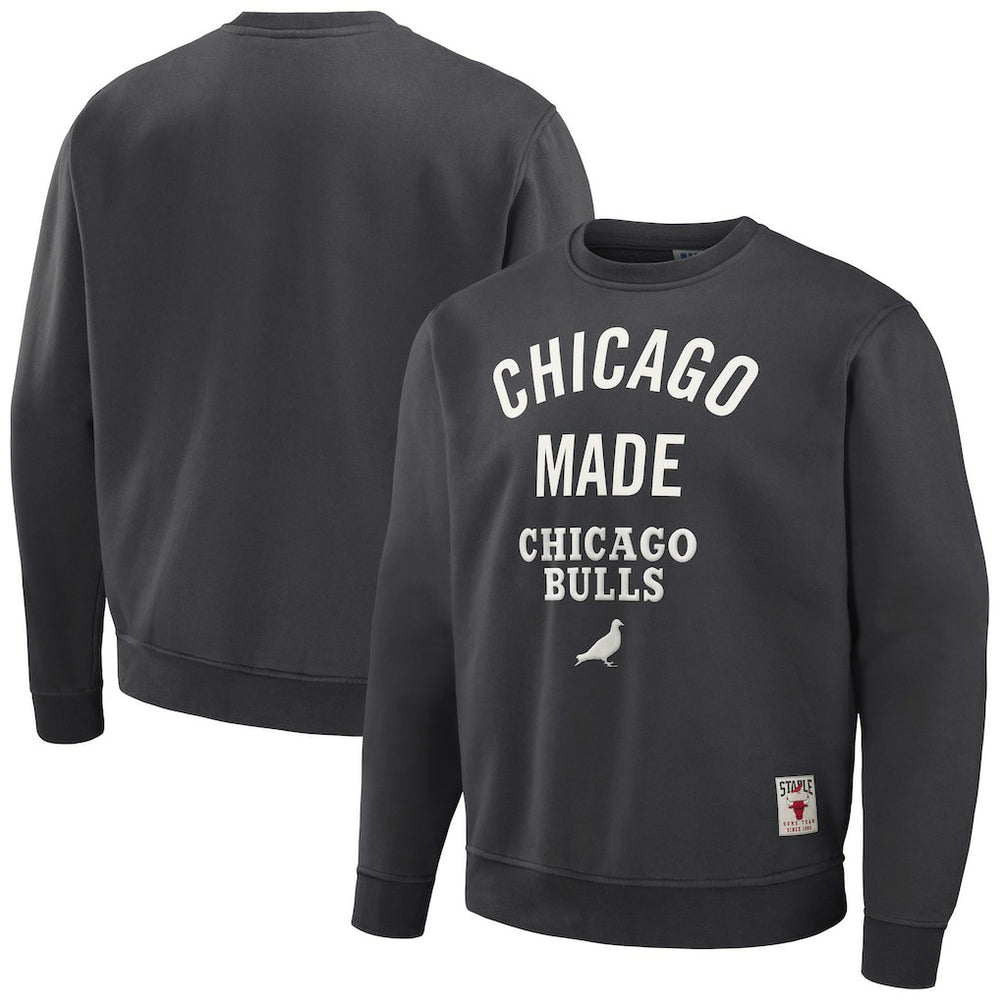 Chicago Bulls NBA x Staple Plush Pullover Sweatshirt - Anthracite on sale