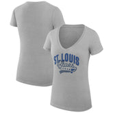 St. Louis Blues G-III 4Her by Carl Banks Women's Super-Slim Fit Lightweight Filigree Logo V-Neck T-Shirt – Gray