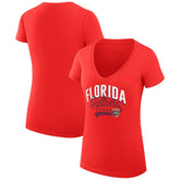 Florida Panthers G-III 4Her by Carl Banks Women's Super-Slim Fit Lightweight Filigree Logo V-Neck T-Shirt – Red