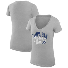 Tampa Bay Lightning G-III 4Her by Carl Banks Women's Super-Slim Fit Lightweight Filigree Logo V-Neck T-Shirt – Gray
