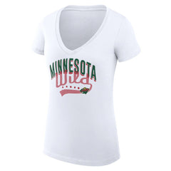 Minnesota Wild G-III 4Her by Carl Banks Women's Super-Slim Fit Lightweight Filigree Logo V-Neck T-Shirt – White