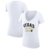Vegas Golden Knights G-III 4Her by Carl Banks Women's Super-Slim Fit Lightweight Filigree Logo V-Neck T-Shirt – White