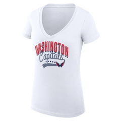 Washington Capitals G-III 4Her by Carl Banks Women's Super-Slim Fit Lightweight Filigree Logo V-Neck T-Shirt – White