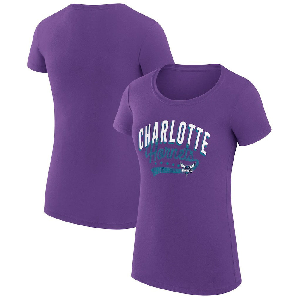 Charlotte Hornets G-III 4Her by Carl Banks Women's Super-Slim Fit Lightweight Filigree Logo T-Shirt - Purple outlet