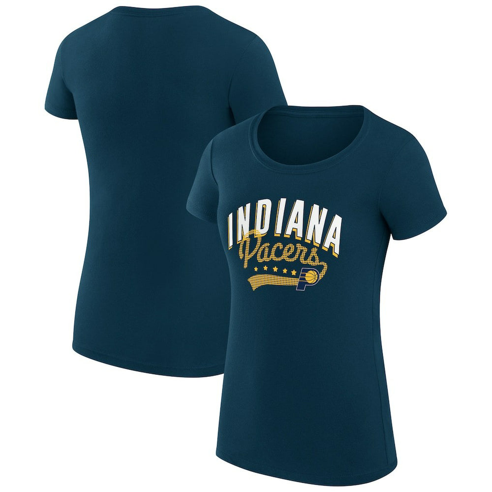 Indiana Pacers G-III 4Her by Carl Banks Women's Super-Slim Fit Lightweight Filigree Logo T-Shirt - Navy sale