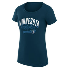 Minnesota Timberwolves G-III 4Her by Carl Banks Women's Super-Slim Fit Lightweight Filigree Logo T-Shirt - Navy on sale