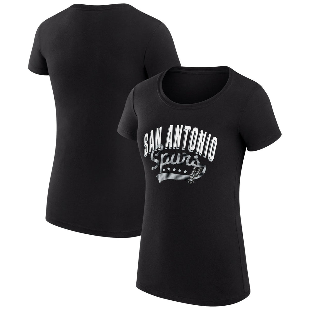 San Antonio Spurs G-III 4Her by Carl Banks Women's Super-Slim Fit Lightweight Filigree Logo T-Shirt - Black on sale