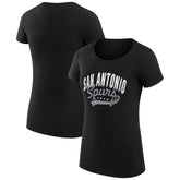 San Antonio Spurs G-III 4Her by Carl Banks Women's Super-Slim Fit Lightweight Filigree Logo T-Shirt - Black on sale