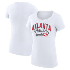 Atlanta Hawks G-III 4Her by Carl Banks Women's Super-Slim Fit Lightweight Filigree Logo T-Shirt - White on sale