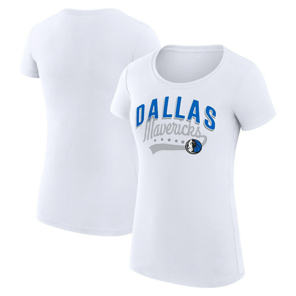Dallas Mavericks G-III 4Her by Carl Banks Women's Super-Slim Fit Lightweight Filigree Logo T-Shirt - White on sale