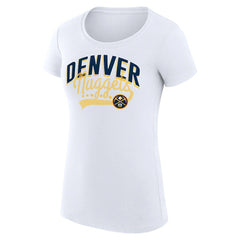 Denver Nuggets G-III 4Her by Carl Banks Women's Super-Slim Fit Lightweight Filigree Logo T-Shirt - White outlet