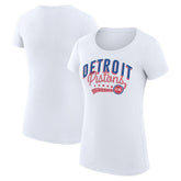 Detroit Pistons G-III 4Her by Carl Banks Women's Super-Slim Fit Lightweight Filigree Logo T-Shirt - White on sale
