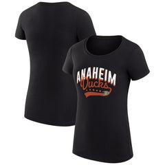 Anaheim Ducks G-III 4Her by Carl Banks Women's Super-Slim Fit Lightweight Filigree Logo T-Shirt – Black
