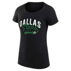 Dallas Stars G-III 4Her by Carl Banks Women's Super-Slim Fit Lightweight Filigree Logo T-Shirt – Black