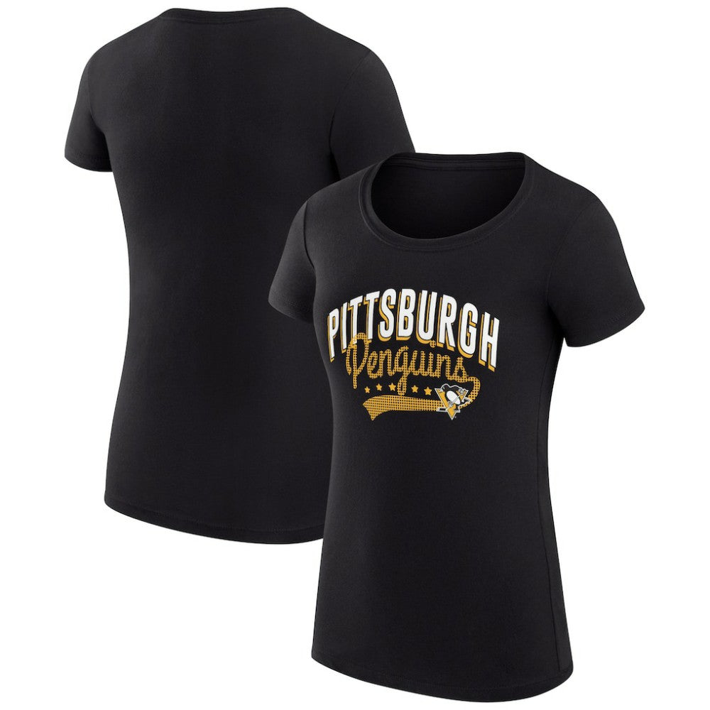 Pittsburgh Penguins G-III 4Her by Carl Banks Women's Super-Slim Fit Lightweight Filigree Logo T-Shirt – Black