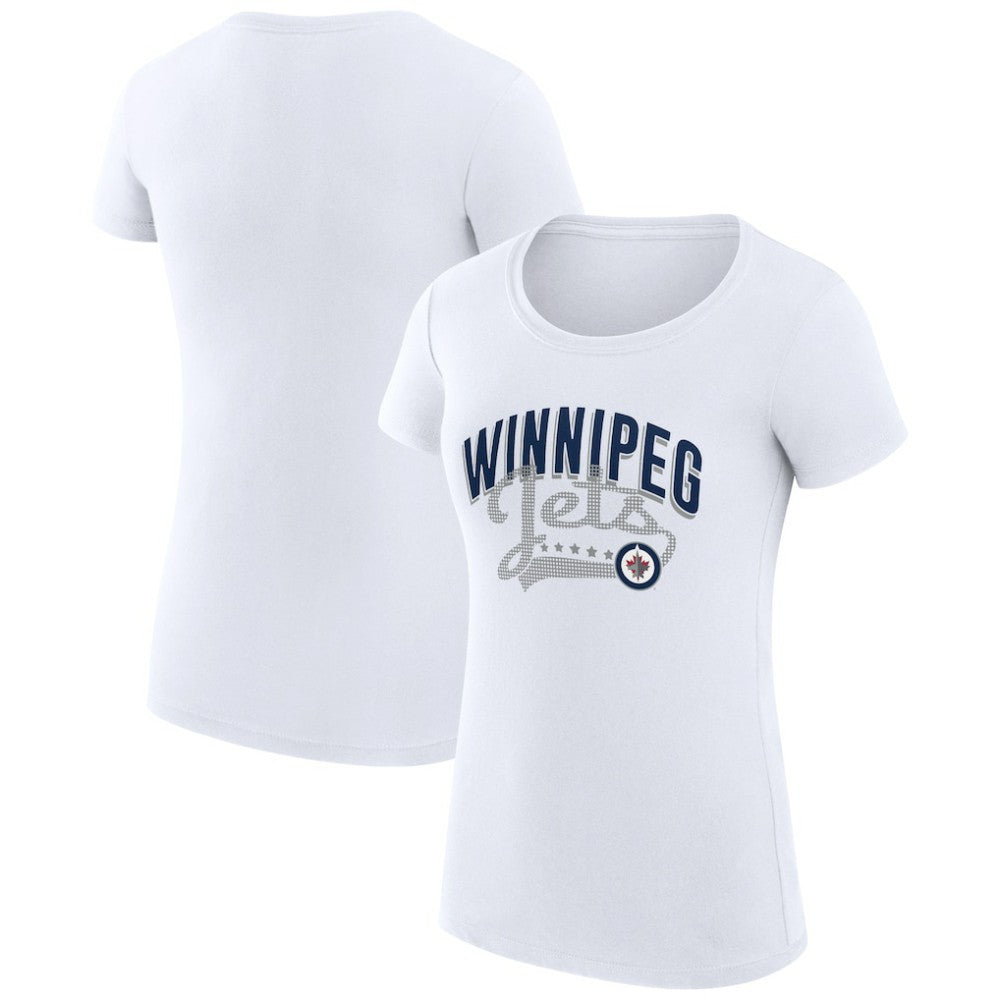 Winnipeg Jets G-III 4Her by Carl Banks Women's Super-Slim Fit Lightweight Filigree Logo T-Shirt – White