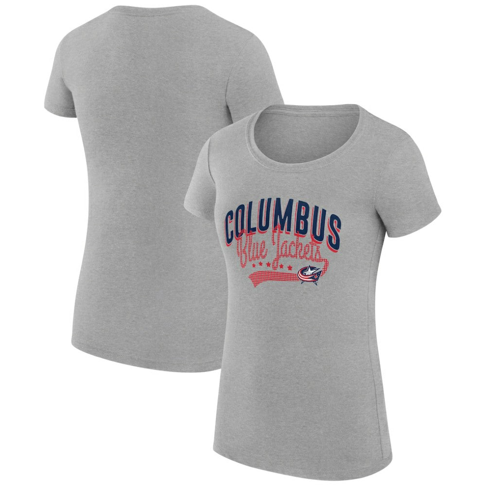 Columbus Blue Jackets G-III 4Her by Carl Banks Women's Super-Slim Fit Lightweight Filigree Logo T-Shirt – Gray