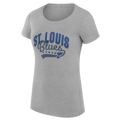 St. Louis Blues G-III 4Her by Carl Banks Women's Super-Slim Fit Lightweight Filigree Logo T-Shirt – Gray