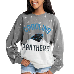 NFL Carolina Panthers Gameday Couture Women's Oversized Coin Toss Faded French Terry Tri-Blend Pullover Sweatshirt