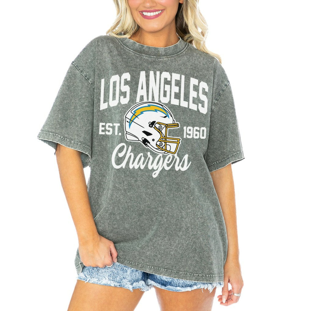 NFL Los Angeles Chargers Gameday Couture Women's Tackle Titan Boyfriend Washed T-Shirt