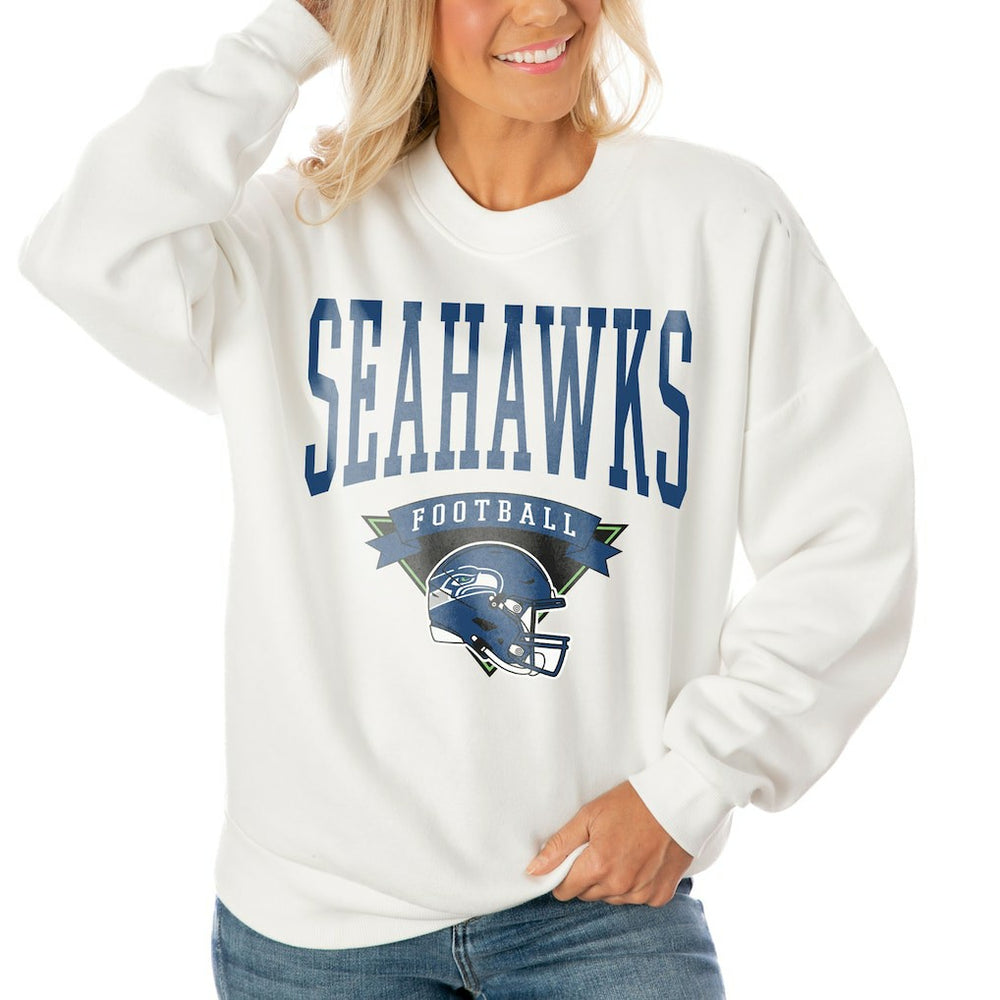 NFL Seattle Seahawks Gameday Couture Women's Oversized Yard Line Tri-Blend Pullover Sweatshirt