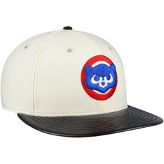 Chicago Cubs Game Night Leather Visor 59FIFTY Fitted Hat - Cream | New Era