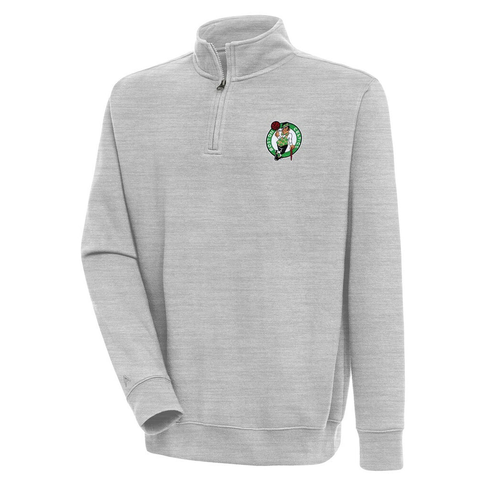 Boston Celtics Antigua Victory Quarter-Zip Pullover Top - Heather Gray on sale