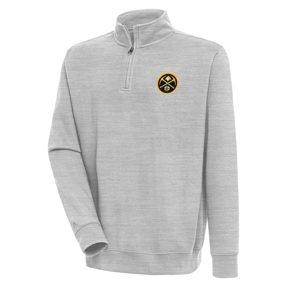 Denver Nuggets Antigua Victory Quarter-Zip Pullover Top sale - Heather Gray on sale