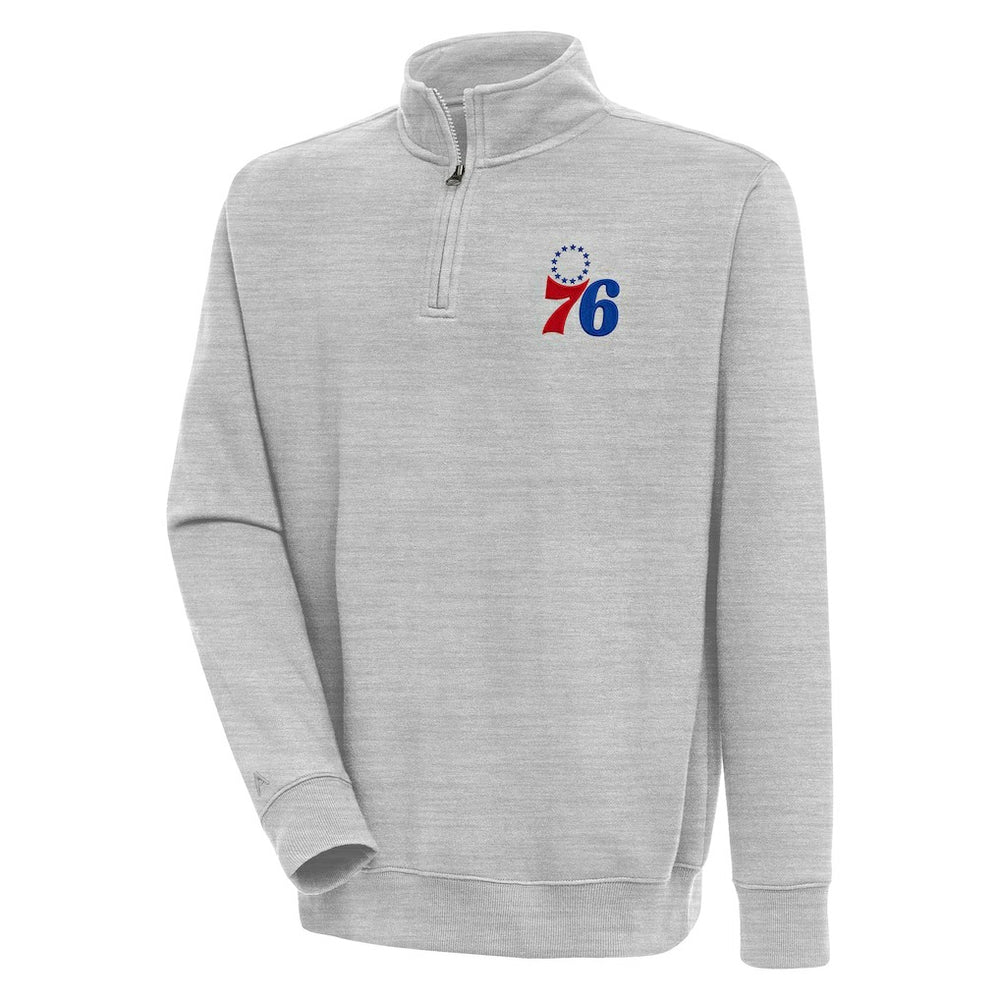 Philadelphia 76ers Antigua Victory Quarter-Zip Pullover Top - Heather Gray discount