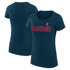 Cleveland Guardians G-III 4Her by Carl Banks Women's Super-Slim Fit Lightweight Dot Print T-Shirt - Navy