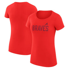 Atlanta Braves G-III 4Her by Carl Banks Women's Super-Slim Fit Lightweight Dot Print T-Shirt - Red