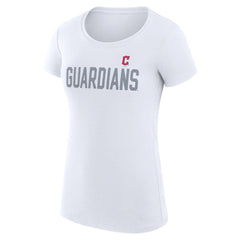 Cleveland Guardians G-III 4Her by Carl Banks Women's Super-Slim Fit Lightweight Dot Print T-Shirt - White