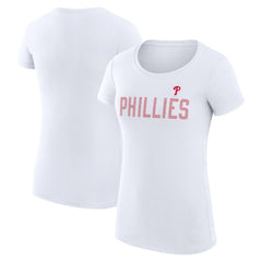 Philadelphia Phillies G-III 4Her by Carl Banks Women's Super-Slim Fit Lightweight Dot Print T-Shirt - White