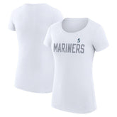 Seattle Mariners G-III 4Her by Carl Banks Women's Super-Slim Fit Lightweight Dot Print T-Shirt - White