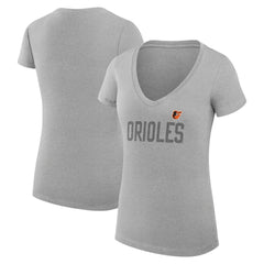 Baltimore Orioles G-III 4Her by Carl Banks Women's Super-Slim Fit Lightweight Dot Print V-Neck T-Shirt - Gray