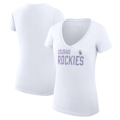Colorado Rockies G-III 4Her by Carl Banks Women's Super-Slim Fit Lightweight Dot Print V-Neck T-Shirt - White