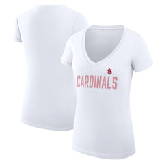 St. Louis Cardinals G-III 4Her by Carl Banks Women's Super-Slim Fit Lightweight Dot Print V-Neck T-Shirt - White