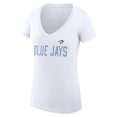 Toronto Blue Jays G-III 4Her by Carl Banks Women's Super-Slim Fit Lightweight Dot Print V-Neck T-Shirt - White