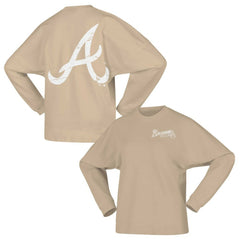 Atlanta Braves Women's Branded Fleece Pullover Sweatshirt - Tan
