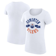 Edmonton Oilers G-III 4Her by Carl Banks Women's Super-Slim Fit Lightweight City Graphic Sport Crewneck T-Shirt